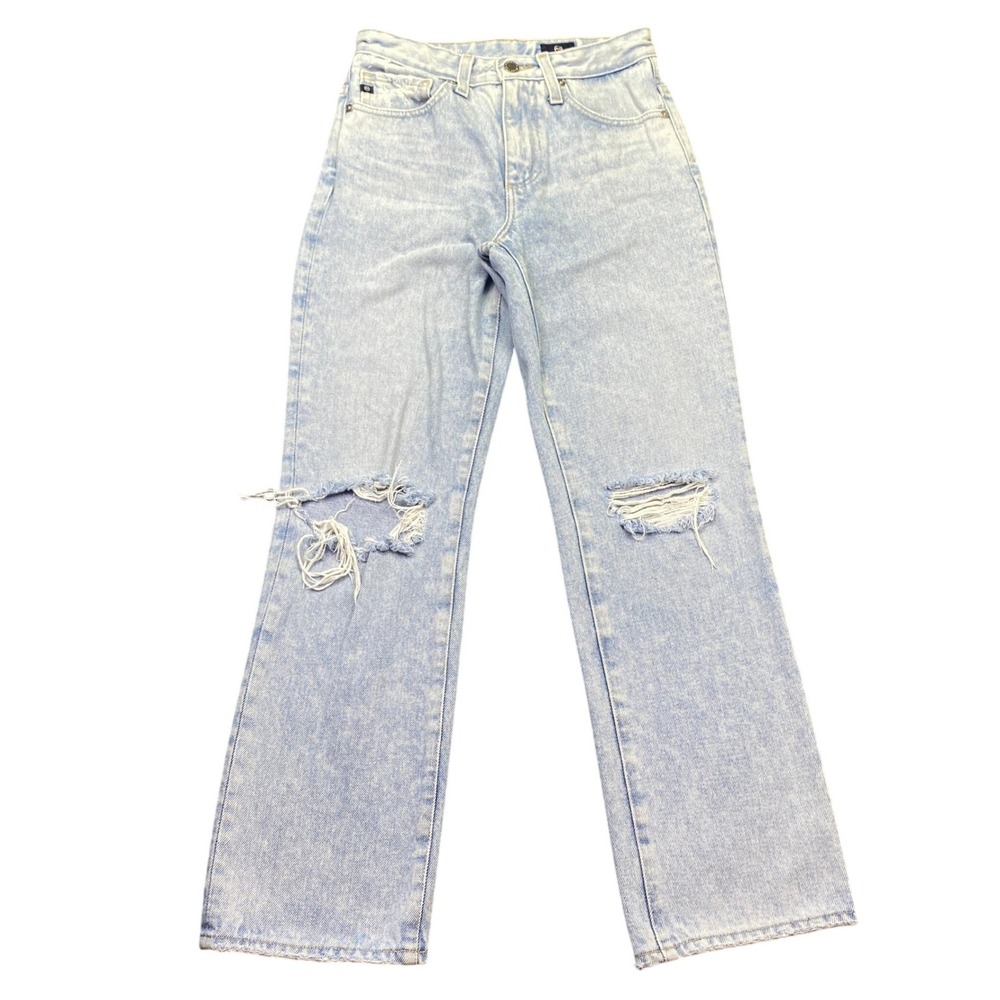 AG Adriano Goldschmied The Brett High Rise Distressed Jeans Light Wash 24R